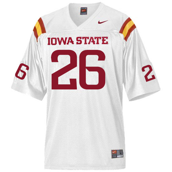 Men #26 Anthony Johnson Jr. Iowa State Cyclones College Football Jerseys Sale-White - Click Image to Close